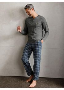 wäschepur WÄSCHEPUR Herren Pyjamaoberteil "Schlafanzug-Shirt", Gr. 44, grau, 100% Baumwolle, unifarben, Shirts