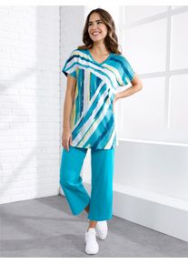 Damen 7/8-Hose, blau, Gr. 42, unifarben, 100% Baumwolle, Hosen
