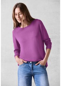 Cecil Damen Strickpullover, lila, casual, Gr. XXL, unifarben, Web, Stoff, 60% Baumwolle, 40% Viskose, Pullover, mit Rundhalsausschnitt