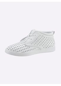 Heine Damen Schnürschuh, Gr. 40, weiß, Leder, Glattleder, modisch, Schuhe