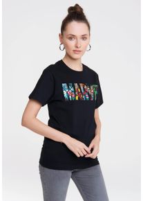 logoshirt Damen T-Shirt "Marvel Comic Colour Logo", schwarz, casual, Gr. XS, unifarben, 100% Baumwolle, Shirts, mit coolem Print
