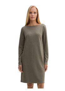 Tom Tailor Damen Midikleid, beige, casual, Gr. 34, kariert, Web, Obermaterial: 66% Polyester, 32% Viskose, 2% Elasthan, Kleider, mit U-Boot-Ausschnitt