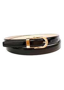 Anthoni Crown Damen Ledergürtel, schwarz, Gr. 85, unifarben, Leder, Gürtel, aus Lackleder