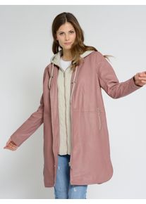 Maze Damen Langjacke "4202199", rosa, Gr. XL, Obermaterial: 100% Lammleder / Innenfutter: 100% Baumwolle / Ärmelfutter: 100% Polyester / Kapuze: 55%