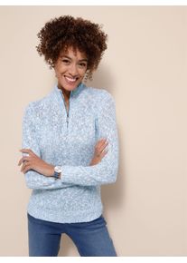 Classic Basics Damen Strickpullover "Pullover", blau, Gr. 42, meliert, gemustert, mehrfarbig, 100% Polyacryl, Pullover