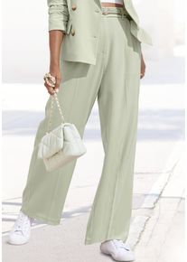Lascana Damen Palazzohose, grün, modisch, Gr. 34, unifarben, Stoff, Obermaterial: 64% Polyester, 32% Viskose, 4% Elasthan, Hosen, im Business-Look,