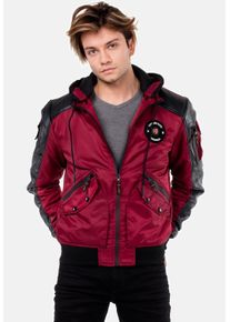 Cipo & Baxx CIPO & BAXX Herren Bomberjacke "Jacke", rot, Basic, Gr. M, unifarben, 100% Polyester, Jacken, mit abnehmbarer Kapuze, CM-134