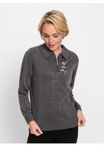CLASSIC Damen Polokragenpullover "Pullover", grau, Gr. 40, unifarben, 85% Polyacryl, 10% Polyester, 5% metallisierte Fasern, Pullover