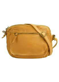 CLUTY Damen Umhängetasche, gelb, Leder, unifarben, Taschen, echt Leder, Made in Italy