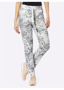 Heine Damen Webhose, grau, Gr. 42, gemustert, 65% Baumwolle, 32% Polyester, 3% Elasthan, Hosen