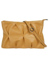 CLUTY Damen Umhängetasche, gelb, Leder, unifarben, leicht glänzend, Taschen, echt Leder, Made in Italy