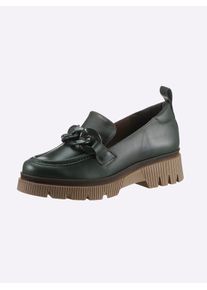 Heine Damen Slipper, Gr. 37, grün, Leder, Glattleder, Lackleder, Lackleder, modisch, Schuhe