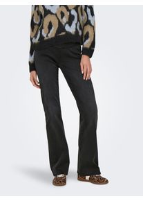 Only Damen Bootcut-Jeans "ONLROYAL MID WAIST FLARED LEGGING DNM", schwarz, modisch, Gr. XS, unifarben, Denim/Jeans, Obermaterial: 65% Baumwolle, 29%