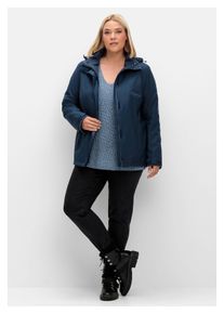 sheego Damen 3-in-1-Funktionsjacke "Große Größen", blau, casual, Gr. 48, unifarben, Obermaterial: 94% Polyester, 6% Elasthan;Futter: 100%