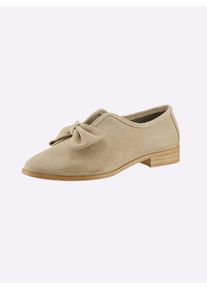 Heine Damen Slipper, Gr. 38, beige, Leder, Glattleder, Rindsleder, modisch, Schuhe
