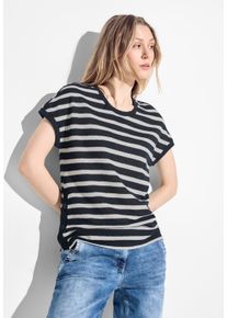 Cecil Damen T-Shirt, blau, casual, Gr. S, gestreift, Stoff, 60% Viskose, 40% Polyester, Shirts, mit Knopf Details