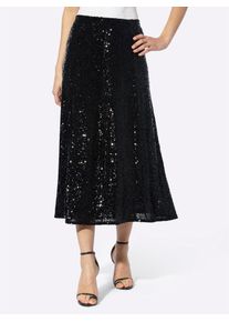 Heine Damen Paillettenrock, schwarz, Gr. 40, unifarben, 95% Polyester, 5% Elasthan, Röcke