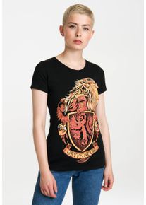 logoshirt Damen T-Shirt "Gryffindor", schwarz, casual, Gr. S, bedruckt, 100% Baumwolle, Shirts, mit hochwertigem Siebdruck