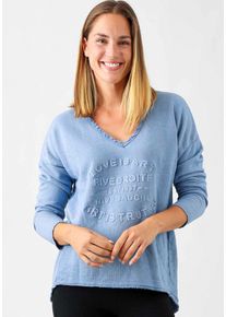 Zwillingsherz Damen Sweatshirt, blau, feminin, Gr. L, unifarben, Sweatware, Obermaterial: 70% Baumwolle, 30% Polyester, Sweatshirts, mit
