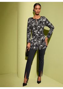 CRÉATION L CREATION L Damen Strickjacke, schwarz, Gr. 38, gemustert, 50% Schurwolle, 30% Baumwolle, 20% Polyamid, Strickjacken