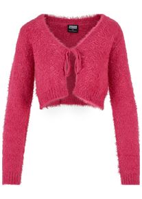 Urban Classics Damen Strickjacke "Urban Classics Damen Ladies Tied Cropped Feather Cardigan", pink, Gr. M, unifarben, 51% Polyacryl, 49% Polyamid,