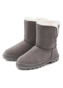 Lascana Damen Winterstiefel, Gr. 42, grau, Obermaterial: 100% Rindsleder. Futter: 100% Lammfell. Decksohle: 100% Lammfell. Laufsohle: 100% Synthetik,
