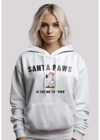 F4NT4STIC Damen Kapuzenpullover "Santa Paws Christmas Cat", weiß, casual, Gr. L, Obermaterial: 65% Baumwolle, 35% Polyester, Pullover, Premium