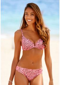 Lascana Damen Bikini-Hose "Mae", rosa, Gr. 34, bedruckt, Animalprint, Microfaser, Polyamid, Badehosen, klassische Form, aus softer Microfaser,