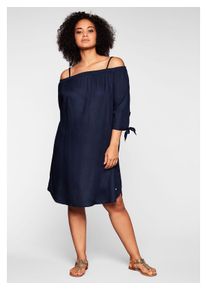 sheego Damen Strandkleid "Große Größen", blau, feminin, Gr. 50, unifarben, Obermaterial: 100% Viskose, Kleider, im Carmen-Look mit schmalen Trägern