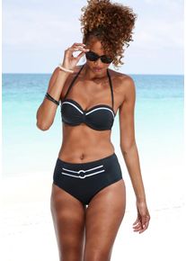 Vivance Damen Bügel-Bandeau-Bikini-Top "Lorena", schwarz, Gr. 34, unifarben, Recycling-Polyamid, Bikini-Oberteile, mit kontrastfarbenem Piping