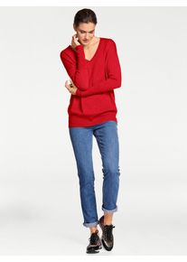 Heine Damen Strickpullover "V-Pullover", rot, Gr. 34, unifarben, 100% Kaschmir, Pullover