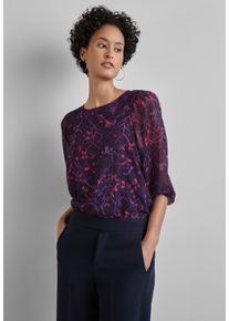 Street One Damen Hemdbluse, schwarz, casual, Gr. 38, gemustert, Stoff, 100% Polyester, Blusen, Rundhalsausschnitt