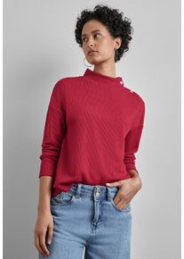 Street One Damen Langarmshirt, rot, casual, Gr. 38, unifarben, Stoff, 77% Polyester, 23% Viskose, Shirts, mit Turtleneck