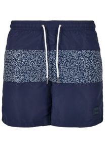 Urban Classics Herren Badeshorts "Urban Classics Herren Mid Block Pattern Swim Shorts", blau, Gr. S, 100% Polyester, Badehosen