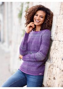 Casual Looks Damen Rundhalspullover "Pullover", lila, Gr. 38, gemustert, mehrfarbig, 70% Polyacryl, 30% Baumwolle, Pullover