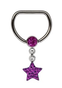 Adelia´s ADELIA ́S Damen Brustwarzenpiercing "Piercing Piercing Brustpiercing", lila, modisch, Titan, Piercings, Titan Brustpiercing D-Ring + 5 mm Klemm-Kugel