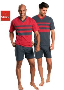 Le Jogger Herren Pyjama, Gr. 44, bunt, Jersey, Obermaterial: 100% Baumwolle, unifarben mit Farbeinsätzen, Basic, Homewear-Sets, mit kontrastfarbigen