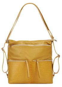 Samantha Look Damen Umhängetasche, gelb, Leder, Reptilienprägung, Taschen, echt Leder, Made in Italy