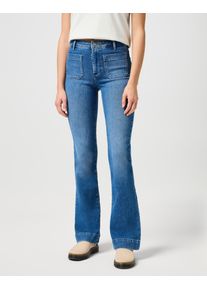 Wrangler Damen Bootcut-Jeans "Flare", blau, casual, Gr. 29, unifarben, Denim/Jeans, Obermaterial: 80% Baumwolle, 18% Polyester, 2% Elasthan, Jeans,