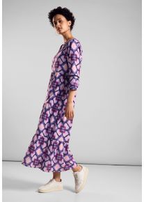 Street One Damen Midikleid, lila, casual, Gr. 38, bedruckt, Web, 100% Baumwolle, Kleider, aus 100% Baumwolle