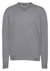 OLYMP Herren V-Ausschnitt-Pullover "OLYMP Strick Casual", grau, casual, Gr. XXL, Obermaterial: 100% Schurwolle, Pullover, klassischer Strickpullover