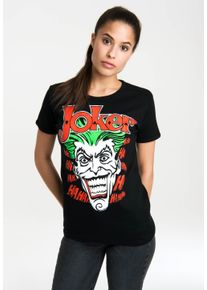 logoshirt Damen T-Shirt "The Joker", schwarz, casual, Gr. XL, bedruckt, 100% Baumwolle, Shirts, mit lizenzierten Originaldesign