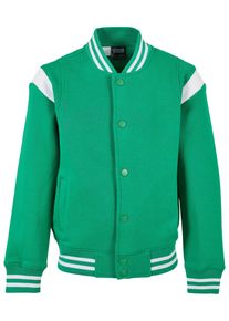 Urban Classics Jungen Collegejacke "Urban Classics Herren Boys Inset College Sweat Jacket", grün, casual, Gr. 158, mehrfarbig, 65% Baumwolle, 35%