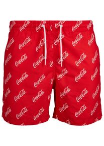 Merchcode Herren Badeshorts "Merchcode Herren Coca Cola Logo AOP Swimshorts", rot, Gr. S, 100% Polyester, Badehosen