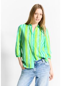Cecil Damen Hemdbluse, grün, casual, Gr. XL, gestreift, Web, 100% Baumwolle, Blusen, mit Knopfleiste