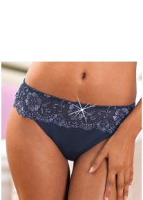 Lascana Damen Bikinislip "Wanda", Gr. 32, blau, Microtouch, Spitze, Obermaterial: 80% Polyamid, 12% Polyester, 8% Elasthan, Unterhosen, mit Stickerei