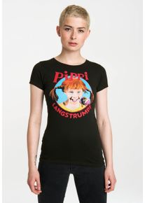 logoshirt Damen T-Shirt "Pippi Langstrumpf", bunt, casual, Gr. XS, bedruckt, 100% Baumwolle, Shirts, mit buntem Frontprint