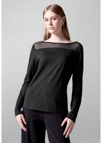 Damen Langarmshirt, schwarz, casual, Gr. 34, STREET ONE STUDIO, unifarben, Web, 95% Baumwolle, 5% Elasthan, Shirts, aus Baumwolle mit Stretchante