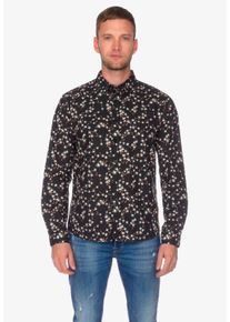 Herren Langarmhemd "GEBAS", schwarz, Gr. XXXL, Le Temps Des Cerises, geblümt, 100% Baumwolle, Hemden, mit tollem Blütenprint