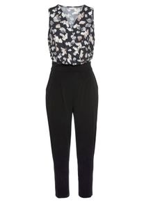 Lascana Damen Overall, schwarz-weiß, modisch, Gr. 38, bedruckt, Cru00eape, Obermaterial: 95% Polyester, 5% Elasthan, Overalls, mit bedrucktem Oberteil